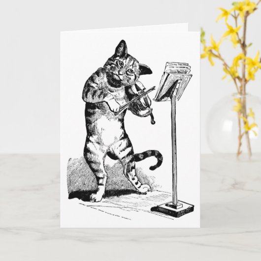 Wenskaart "Kat en de Fiddle" Kaart (Gele Bloem)