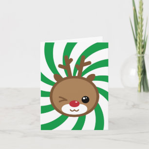 Wenskaart Kawaii Reindeer Feestdagen Kaart