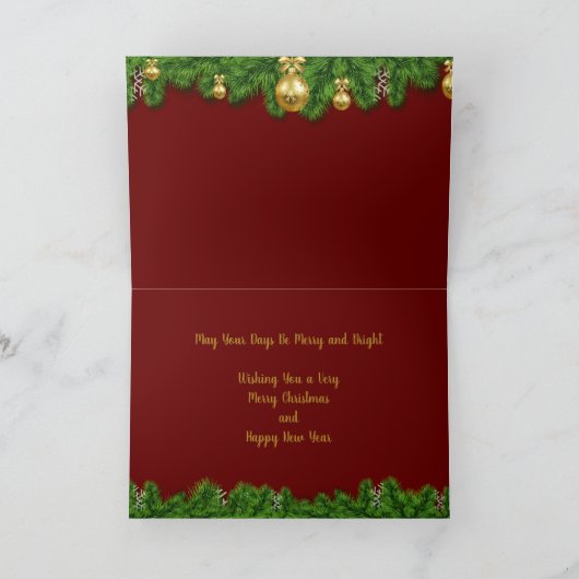 Wenskaart Kerst met kerst Rood en Groen Kaart (Binnen)