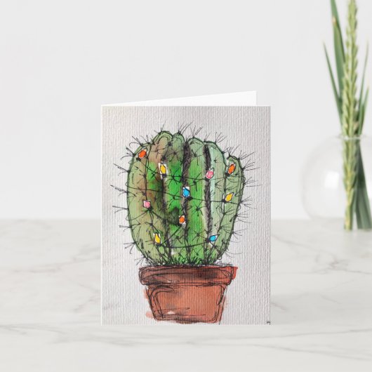 Wenskaart kerstcactus kaart (Voorkant)