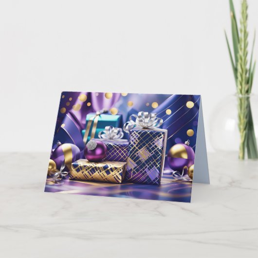 wenskaart kerstcadeaus feestdagen kaart (Voorkant)