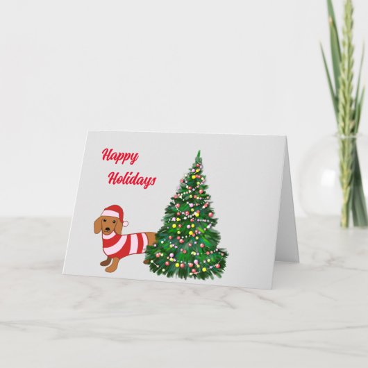 Wenskaart kerstdachshund bedankkaart (Voorkant)