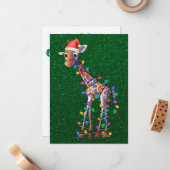Wenskaart kerstGiraffe Notitiekaartje (Voorkant / Achterkant in situ)