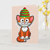 wenskaart kerstkat kaart (Gele Bloem)