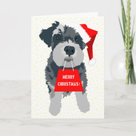 Wenskaart kerstmis Schnauzer Dog Santa Hat Feestdagen Kaart