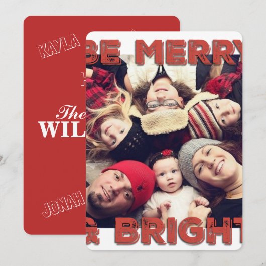 WENSKAART kerstmonogram Feestdagenkaart (Voorkant / Achterkant)