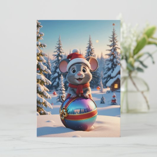 Wenskaart kerstmuis (Staand voorkant)