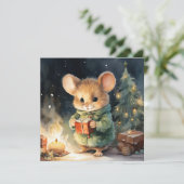 Wenskaart kerstmuis feestdagenkaart (Staand voorkant)