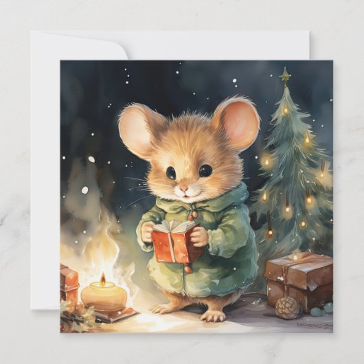 Wenskaart kerstmuis feestdagenkaart (Voorkant)