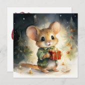 Wenskaart kerstmuis feestdagenkaart (Voorkant / Achterkant)