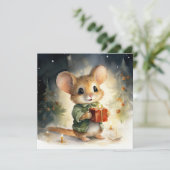 Wenskaart kerstmuis feestdagenkaart (Staand voorkant)