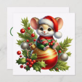 Wenskaart kerstmuis feestdagenkaart (Voorkant / Achterkant)