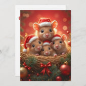 Wenskaart kerstmuis feestdagenkaart (Voorkant / Achterkant)