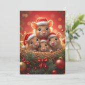 Wenskaart kerstmuis feestdagenkaart (Staand voorkant)