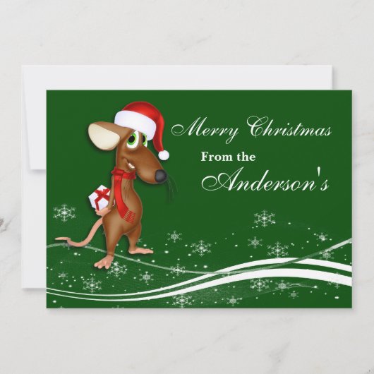 Wenskaart kerstmuis feestdagenkaart (Voorkant)