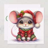 Wenskaart kerstmuis feestdagenkaart (Voorkant / Achterkant)