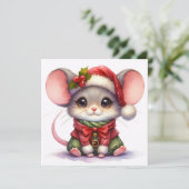 Wenskaart kerstmuis feestdagenkaart (Staand voorkant)