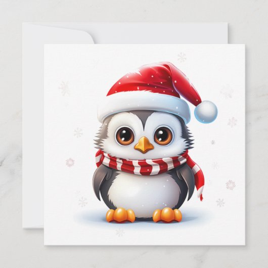 Wenskaart kerstpinguïn feestdagenkaart (Voorkant)