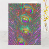 Wenskaart kersttinsel Peacock Feathers Kaart (Gele Bloem)