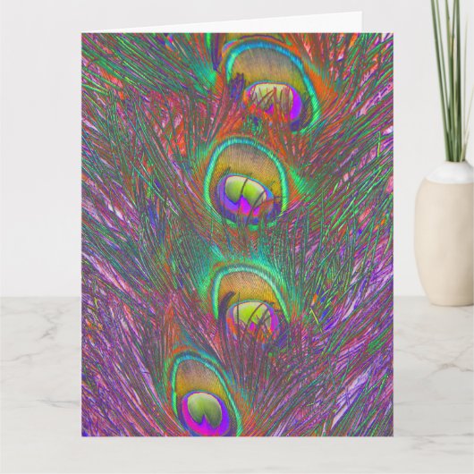 Wenskaart kersttinsel Peacock Feathers Kaart (Voorkant)