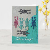 Wenskaart, kikkers en water op de Dag van Lek Kaart (Gele Bloem)