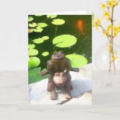 WENSKAART: Kikkers in een hond Kaart (Gele Bloem)