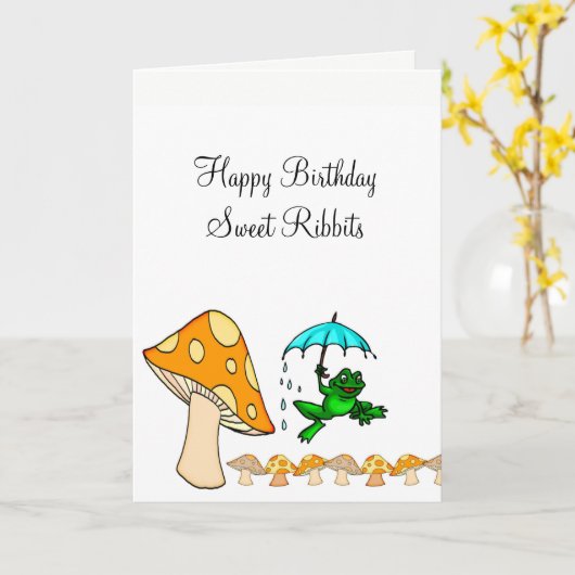 Wenskaart Kikkikker — paddenstoel Kaart (Gele Bloem)