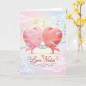 Wenskaart - Kissing Hearts "Love Notes" Kaart (Gele Bloem)