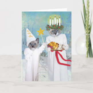 Wenskaart Kittens' Santa Lucia Feestdagen Kaart