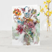 wenskaart kleurrijke bloemen kaart (Gele Bloem)