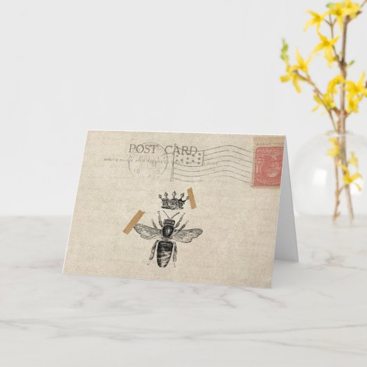 Wenskaart koningin Bee Kaart (Gele Bloem)