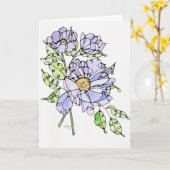 Wenskaart - Lavender Peony Waterverf & Ink Kaart (Gele Bloem)