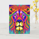 wenskaart leeuw kaart (Gele Bloem)