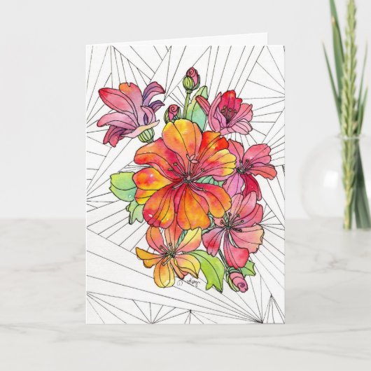 Wenskaart - Levendige Bloemen Kaart (Voorkant)