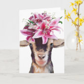 Wenskaart Lily the Goat Kaart (Gele Bloem)