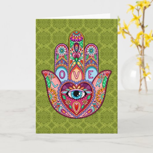 Wenskaart Lover Hamsa Kaart (Gele Bloem)