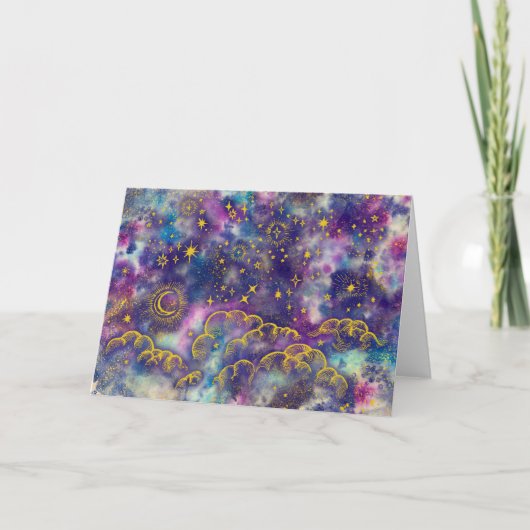 wenskaart "Maan en Sterren" (Gold-ETC) Kaart (Voorkant)