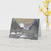 Wenskaart-maan stijgt op boven de bomen kaart (Gele Bloem)