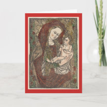 WENSKAART MADONNA EN CHILD WOODBLOCK