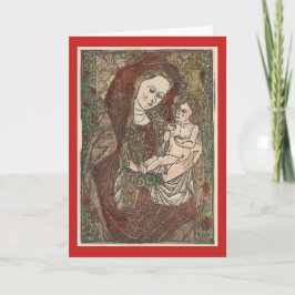 WENSKAART MADONNA EN CHILD WOODBLOCK FEESTDAGEN KAART
