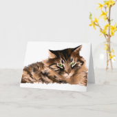 Wenskaart Maine Coon Cat Kaart (Gele Bloem)
