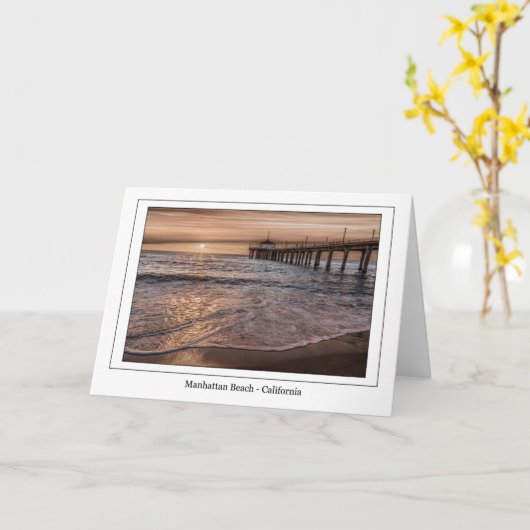 Wenskaart Manhattan Beach Pier Kaart (Gele Bloem)