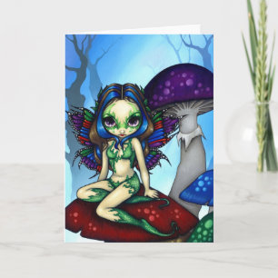 wenskaart "Masked Fairy on the Mushrooms" Kaart