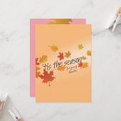 Wenskaart met afvallende bladeren kaart (Voorkant / Achterkant in situ)