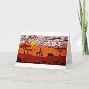 Wenskaart met Batik van Afrikaans Landschap Kaart