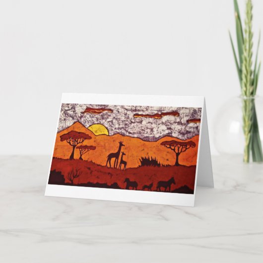 Wenskaart met Batik van Afrikaans Landschap Kaart (Voorkant)