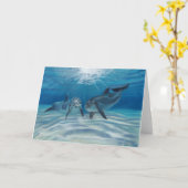 Wenskaart met blauwe dolfijnen kaart (Gele Bloem)