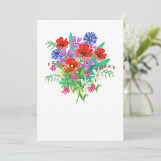 wenskaart met bloemen kaart (Staand voorkant)