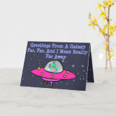 Wenskaart met buitenaardse wezens, ruimteschip en  kaart (Gele Bloem)