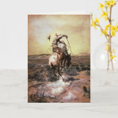 Wenskaart met Charles M. Russell schilderen Kaart (Gele Bloem)